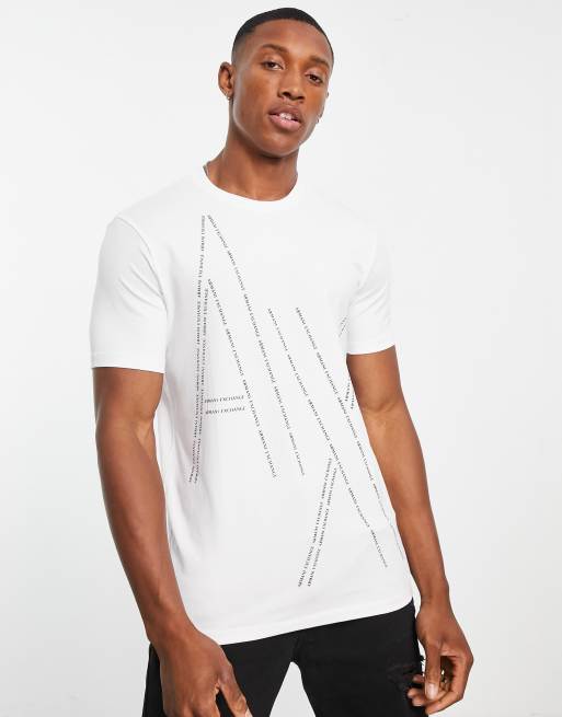 Akvarium span Stor mængde Armani Exchange AX text logo print T-shirt in white | ASOS