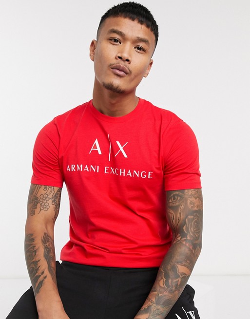 Armani Exchange AX text logo t-shirt in red