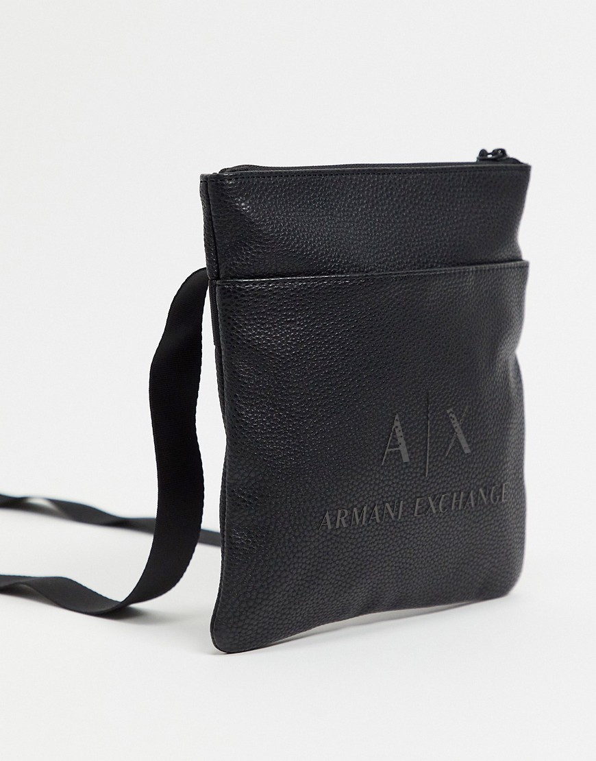 Armani Exchange AX tonal logo crossbody bag in black