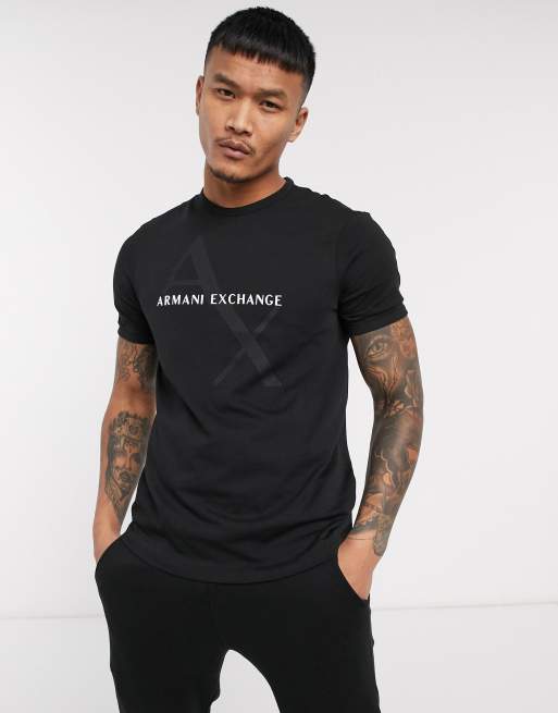 Armani Exchange text logo t-shirt in black