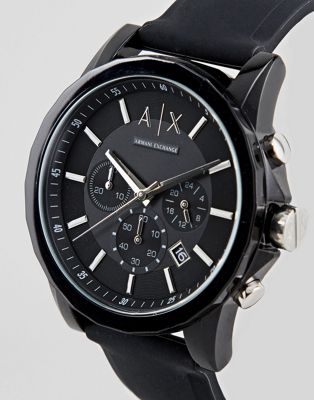 armani exchange black silicone watch