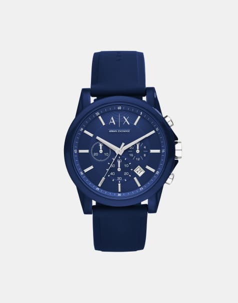 Armani Exchange - AX1327 - Montre chronographe en silicone - Bleu - view 1