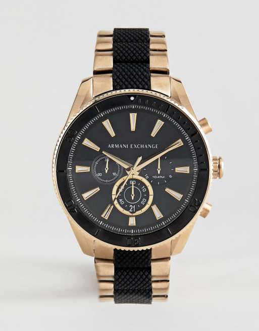 Armani exchange watch gold deals and black