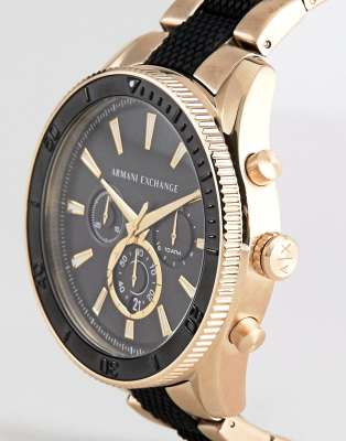 black and gold armani watch