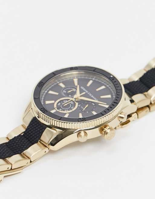 Armani Exchange AX1814 Enzo black gold bracelet watch ASOS