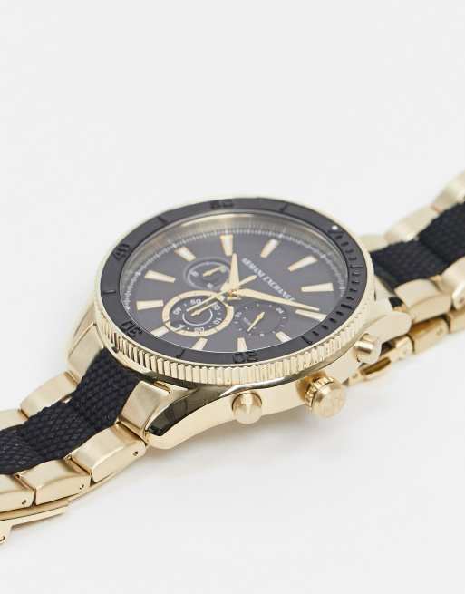 Armani Exchange - AX1814 Enzo - Orologio con bracciale nero/oro, 3 di 4