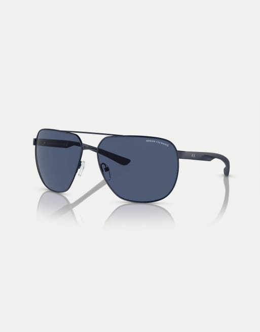 Armani Exchange Ax2047s round sunglasses with blue lens in matte blue, 3 of 4