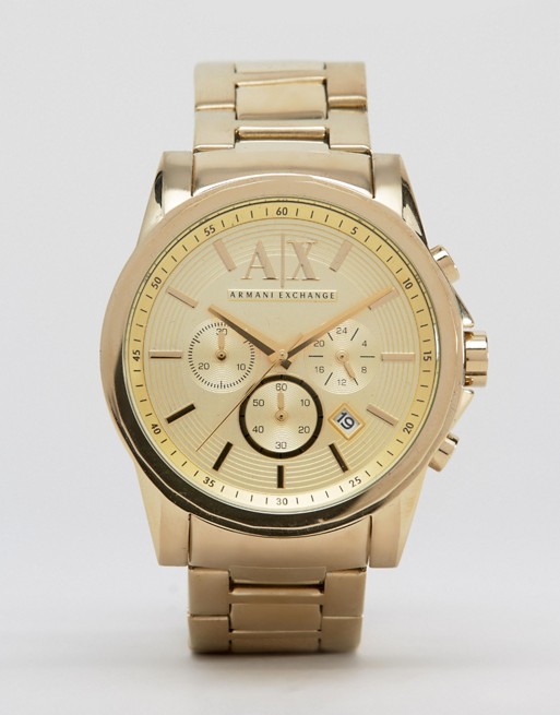Armani Exchange AX2099 chronograph gold stainless steel strap watch