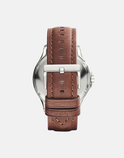 Armani Exchange AX2133 Leather Watch In Brown | ASOS