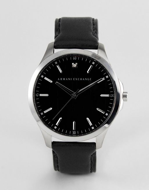 Armani Exchange AX2182 Leather Watch In Black | ASOS