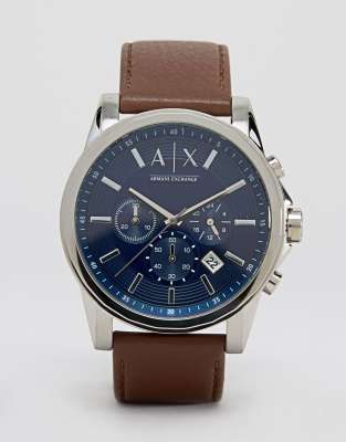 Armani Exchange AX2501 leather strap watch ASOS