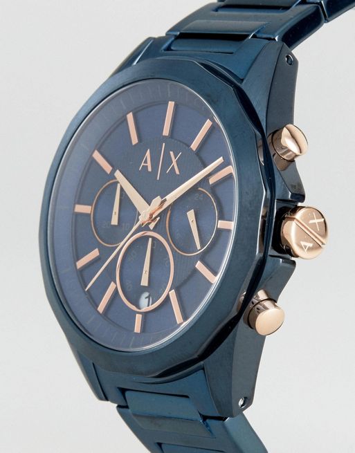Armani Exchange AX2607 Chronograph Bracelet Watch In Blue 44mm | ASOS