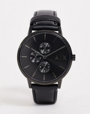 Armani Exchange - AX2719 Cayde - Horloge met leren band in zwart