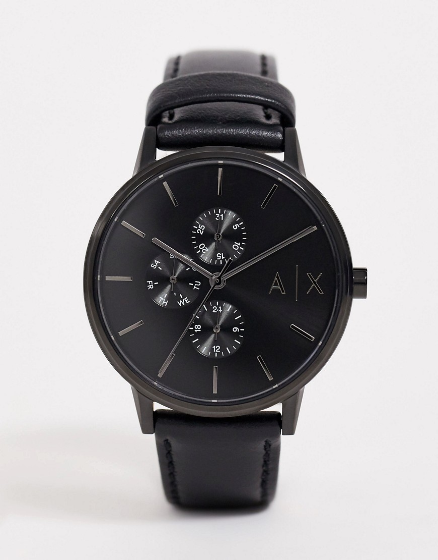 Armani Exchange AX2719 Cayde leather watch in black