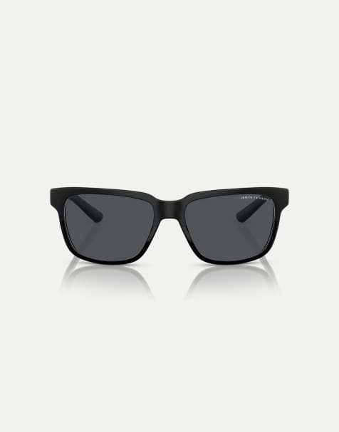 Armani Exchange Ax4026s square sunglasses with grey lens in matte & shiny black