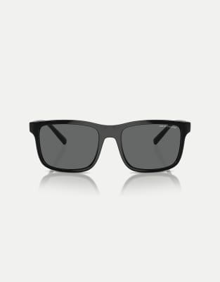 Armani Exchange - Ax4145s - Occhiali da sole rettangolari nero lucido con lenti grigie - view 1