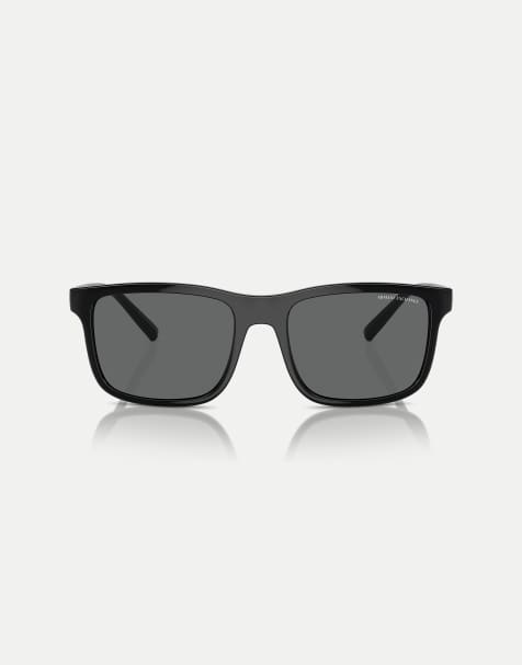 Armani Exchange – Ax4145s – Rechteckige Sonnenbrille in glänzendem Schwarz mit grauen Gläsern - view 1