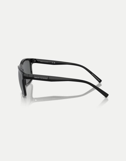Armani Exchange – Ax4145s – Rechteckige Sonnenbrille in glänzendem Schwarz mit grauen Gläsern, 3 von 3