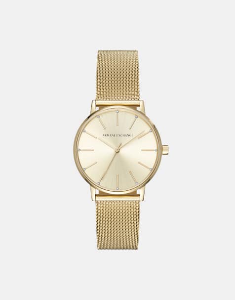 Armani Exchange – AX5536 – Armbanduhr mit goldfarbenem Netzdesign - view 1