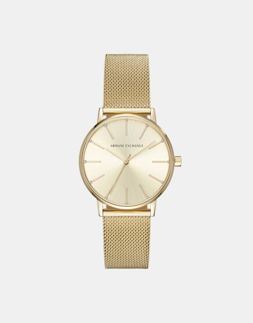 Armani Exchange AX5536 mesh watch in gold