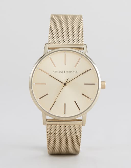 Armani Exchange AX5536 Mesh Watch In Gold ASOS