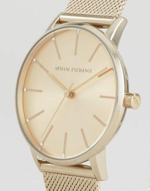 Armani Exchange AX5536 Mesh Watch In Gold | ASOS