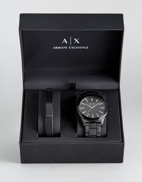 Armani Exchange AX7102 Black Watch & Bracelet Gift Set - view 1