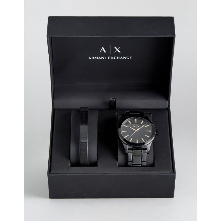 Armani Exchange AX7102 Black Watch & Bracelet Gift Set | ASOS