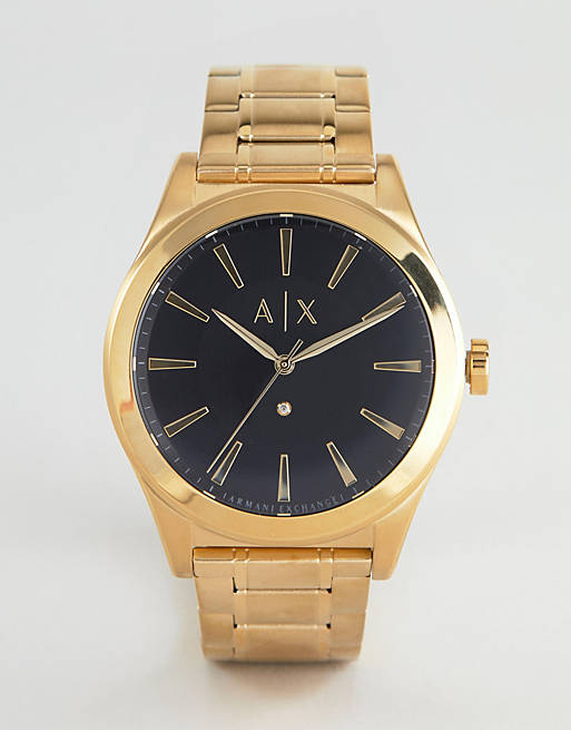 Armani Exchange – AX7104 – Geschenkset mit Uhr & Armband in Gold | ASOS
