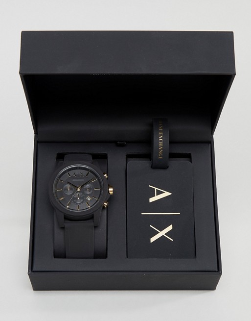Armani Exchange AX7105 Leather Watch & Luggage Tag Gift Set | ASOS
