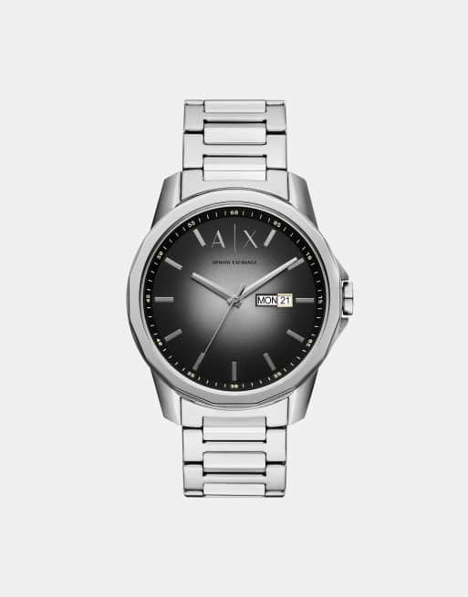 Armani Exchange – Banks – Herrenarmbanduhr aus Edelstahl in Silber mit drei Zeigern sowie Tages- und Datumsanzeige, AX1764