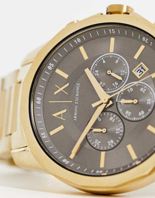 Armani Exchange Banks mens bracelet watch in gold | ASOS