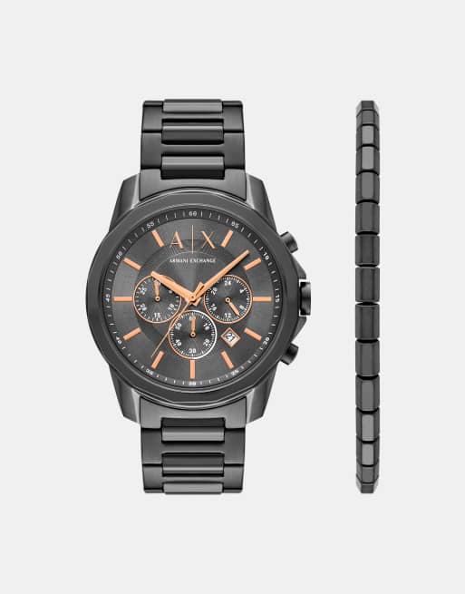 Armani Exchange - Banks - Montre chronographe à quartz pour homme en acier inoxydable - Gris acier