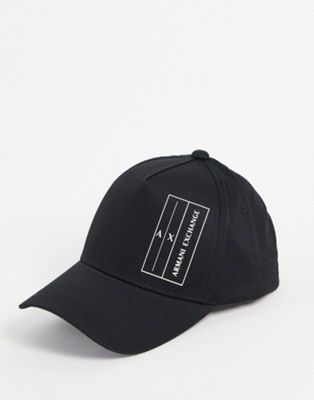 Armani Exchange baseball cap with large logo in black
