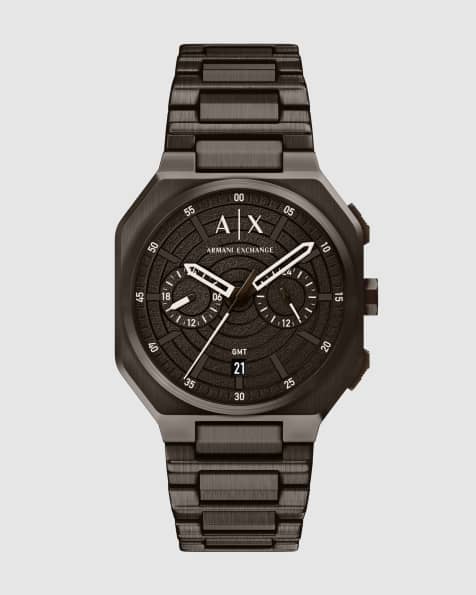 Armani Exchange Bass dual-time brown stainless steel watch in brown - view 1