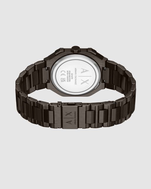 Armani Exchange Bass dual-time brown stainless steel watch in brown, 4 of 4