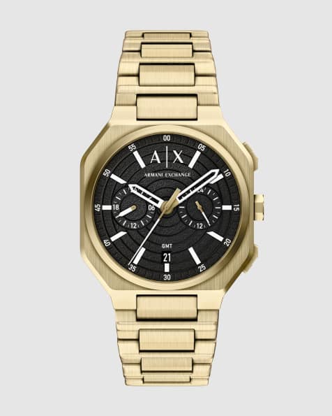 Armani Exchange Bass dual-time gold-tone stainless steel watch in gold - view 1