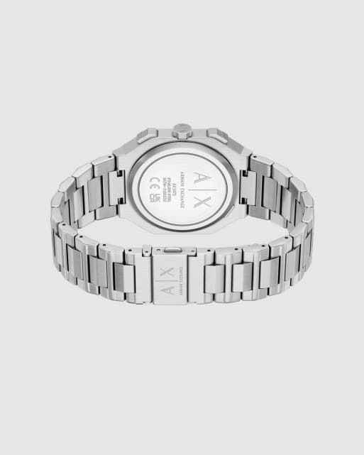 Armani Exchange Bass dual-time stainless steel watch in silver, 4 of 4