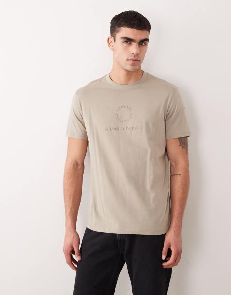 Armani Exchange – Beige t-shirt med centrerad logga - view 1