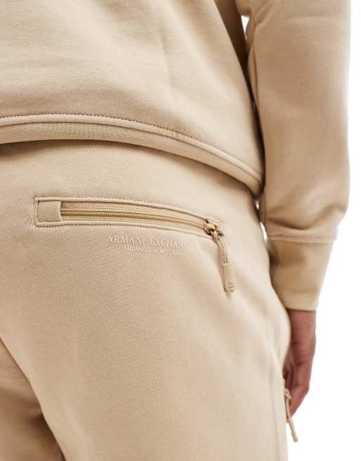 Armani Exchange – Beżowe szorty dresowe z logo, część zestawu, 3 z 5