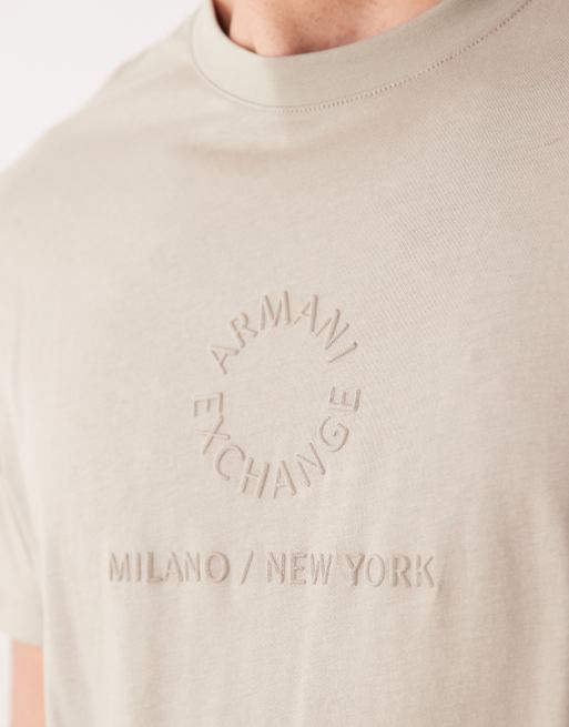 Armani Exchange – Beżowy T-shirt z logo na środku, 2 z 5