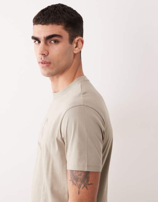 Armani Exchange – Beżowy T-shirt z logo na środku, 3 z 5