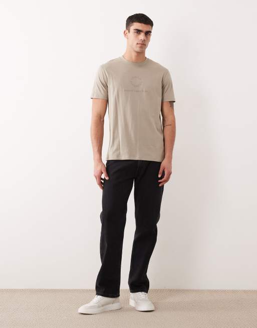 Armani Exchange – Beżowy T-shirt z logo na środku, 4 z 5