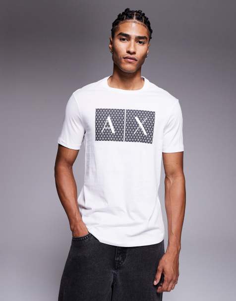 Armani Exchange short sleeve central logo t-shirt in white