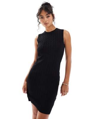 Armani Exchange Armani Exchange black fine knit dress in black