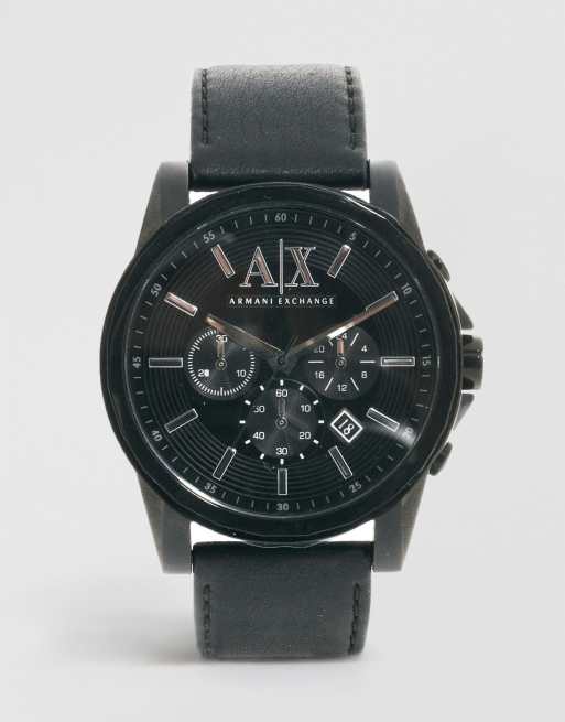 Armani Exchange Black Leather Strap Chronograph Watch AX2098