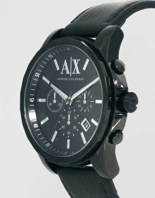 Armani Exchange Black Leather Strap Chronograph Watch AX2098 ASOS