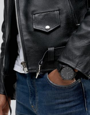 Armani Exchange Black Leather Watch 