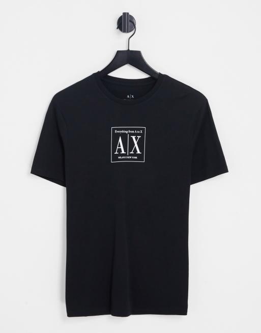 Armani Exchange block AX print t shirt in black ASOS