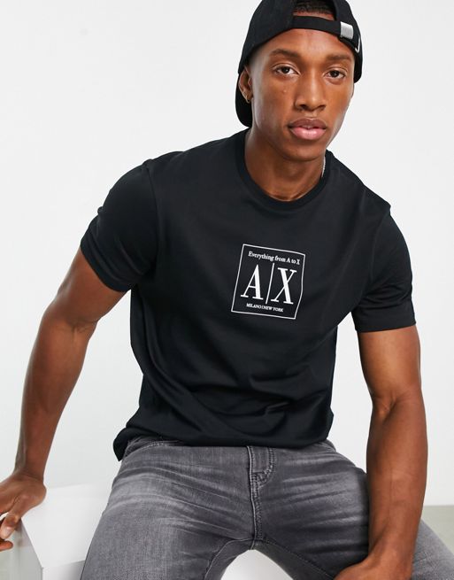 Armani Exchange block AX print t-shirt in black | ASOS